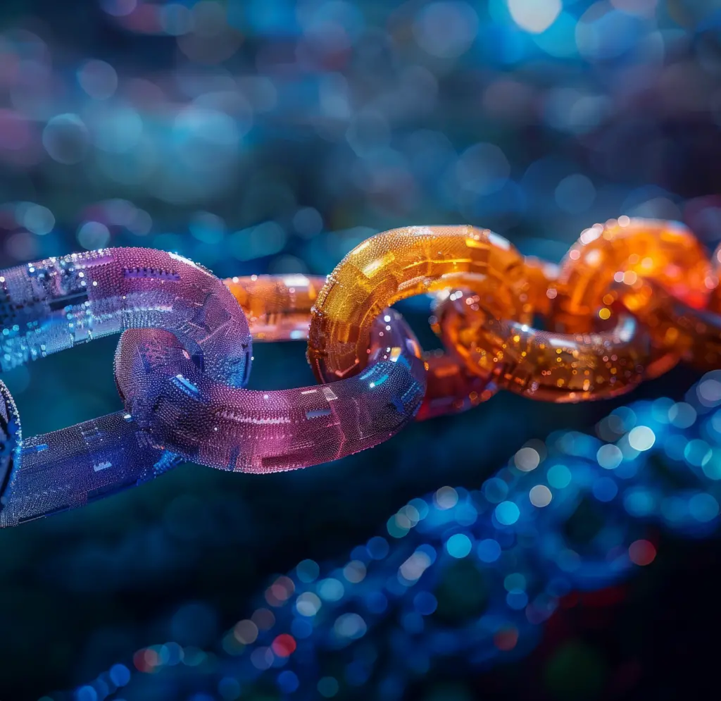 Image of chain made of brightly colored links