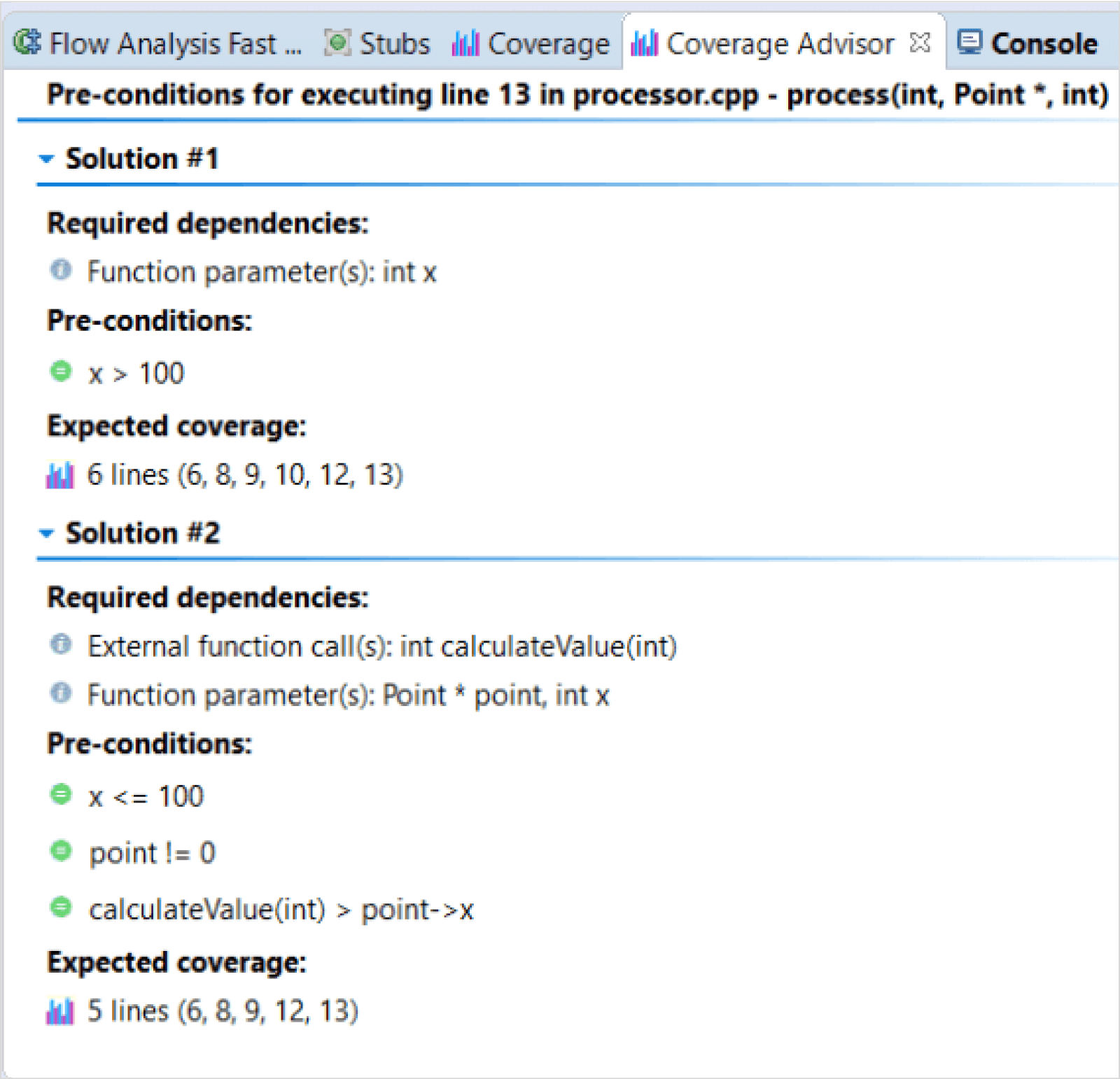 Code coverage solutions provided by coverage advisor