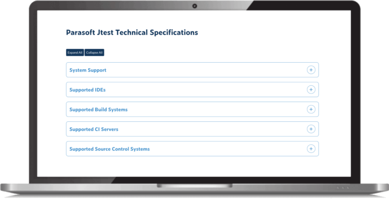 Screenshot showing list of Parasoft Jtest