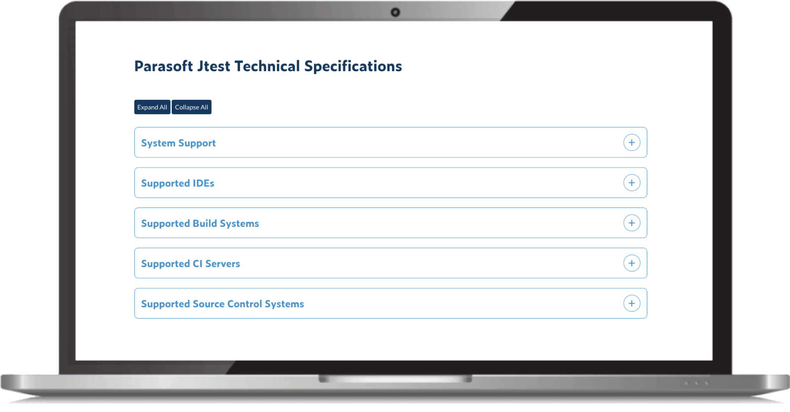 Screenshot showing list of Parasoft Jtest