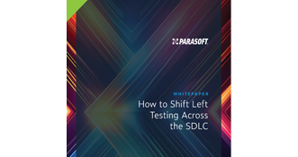 Thumbnail cover image of a whitepaper titled, "How to Shift Left Testing Across the SDLC"