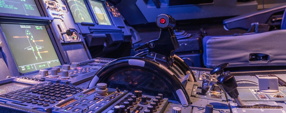 Photo showing a closeup of a space shuttle cockpit.