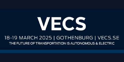 Logo for VECS conference | 18-19 March 2025 | Gothenburg | VECS.SE | The Future of Transportation Is Autonomous & Electric