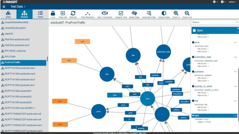 Screenshot showing Test Data in Parasoft Virtualize