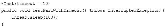 JUnit 4 test case timeout code snippet