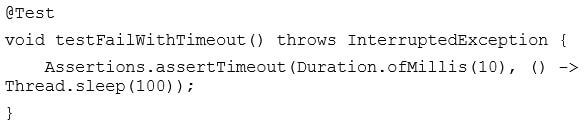 JUnit 5 test case timeout code snippet