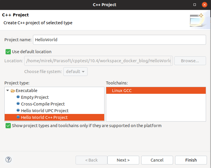 C/C++test Demo Project in Docker container