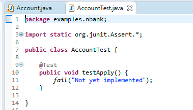 Screenshot of example JUnit test