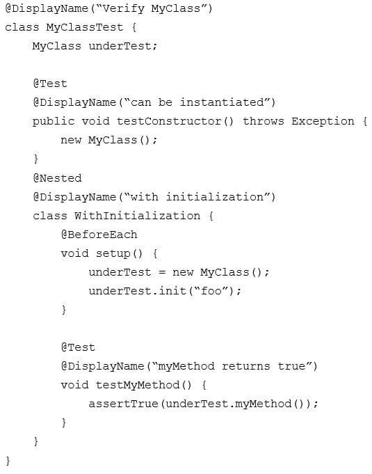 Nested tests in JUnit 5